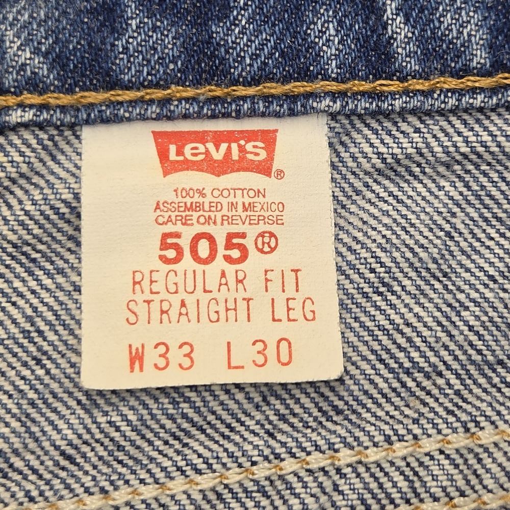 Vintage Levis 505 Regular Fit Straight Leg Jeans Mens 33x30 Mexico 100% Cotton - Picture 5 of 8